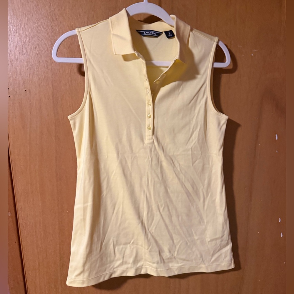 Lands' End Pale Yellow Sleeveless Polo Tank